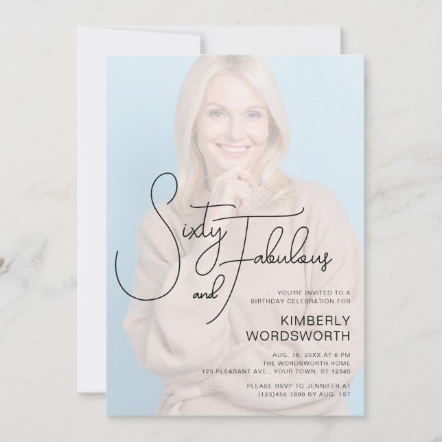 Invitación Sixty and Fabulous Photo 60th Birthday Party (Anverso)