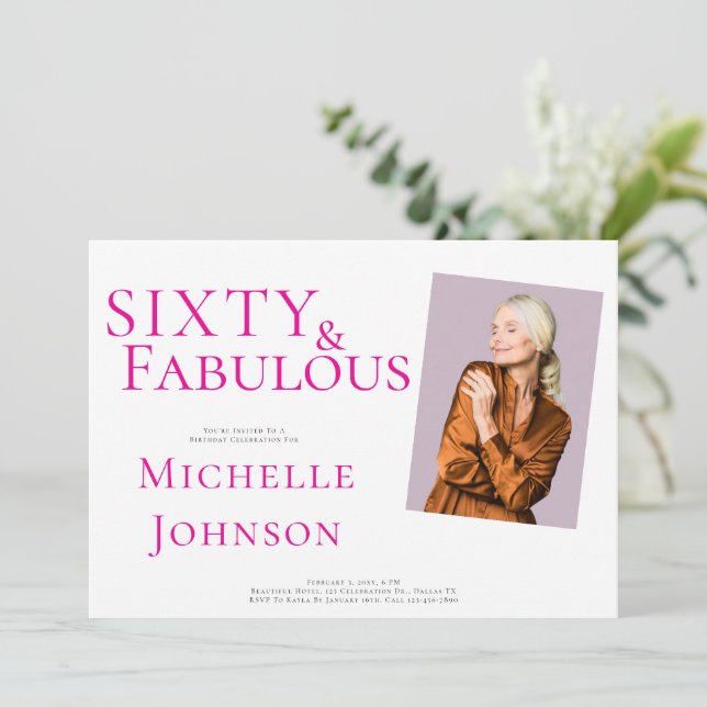 Invitación Sixty and Fabulous Photo 60th Birthday Party (Anverso de pie)