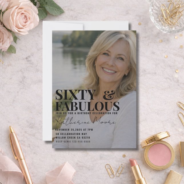 Invitación Sixty and Fabulous Photo 60th Birthday Party (Subido por el creador)