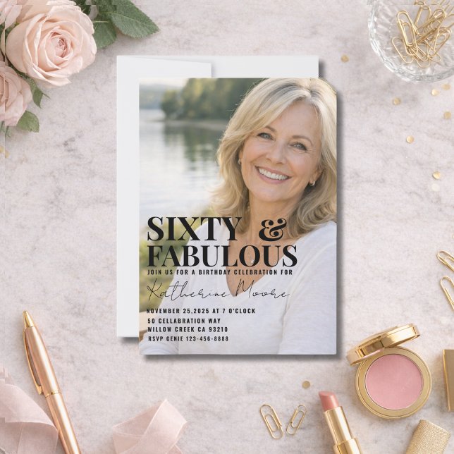 Invitación Sixty and Fabulous Photo 60th Birthday Party (Subido por el creador)