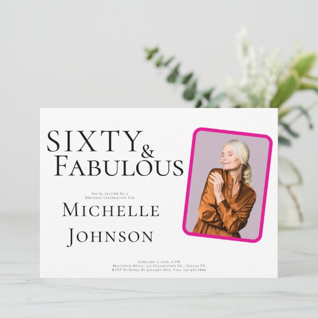 Invitación Sixty and Fabulous Photo 60th Birthday Party (Anverso de pie)