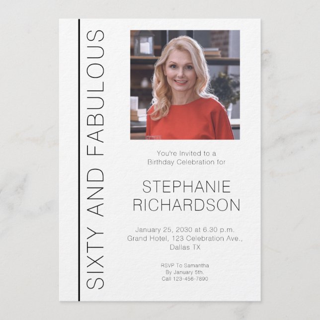 Invitación Sixty and Fabulous Photo 60th Birthday Party (Anverso)