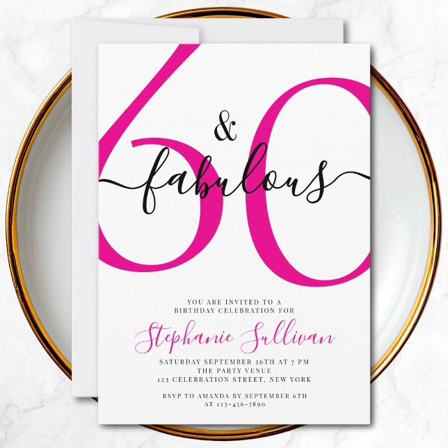 Invitación Sixty and Fabulous Script 60th Birthday Party (Subido por el creador)