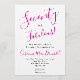 Invitación Sixty and Fabulous Script Pink 70th Birthday Party