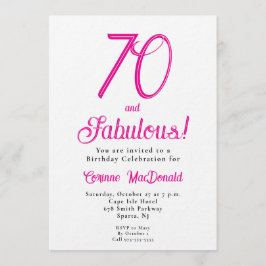 Invitación Sixty and Fabulous Script Pink 70th Birthday Party