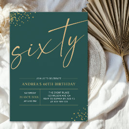 Invitación Sixty Birthday Gold & Green 60th Birthday