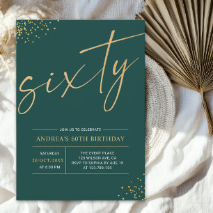 Invitación Sixty Birthday Gold & Green 60th Birthday