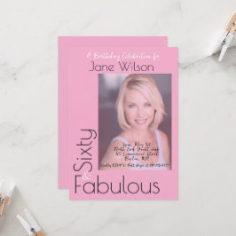 Invitación Sixty & Fabulous Invitation Pink Photo