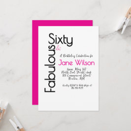 Invitación Sixty Fabulous Pink Birthday Chic Invitation