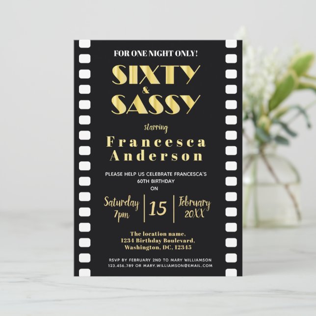 Invitación Sixy y Moda fresca tema de película Black Gold de  (Anverso de pie)