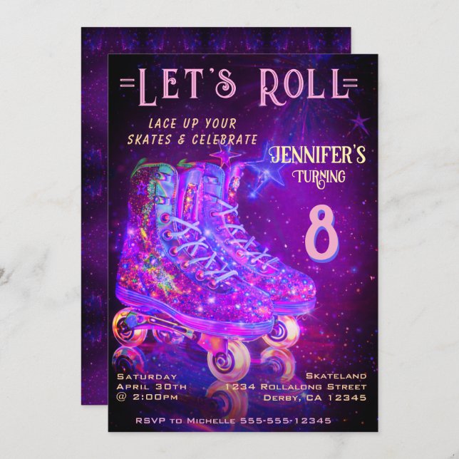 Invitación Skate Birthday Party Invitation (Anverso / Reverso)