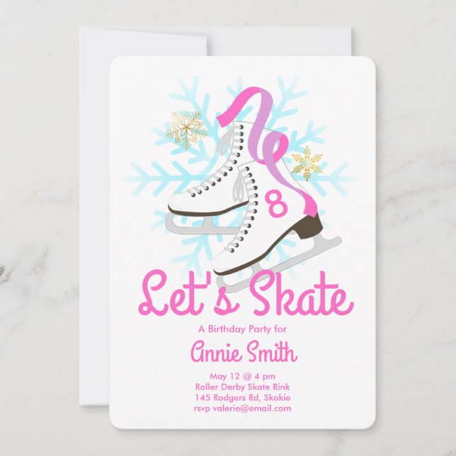 Invitación Skate Ice Skate Fiesta (Anverso)