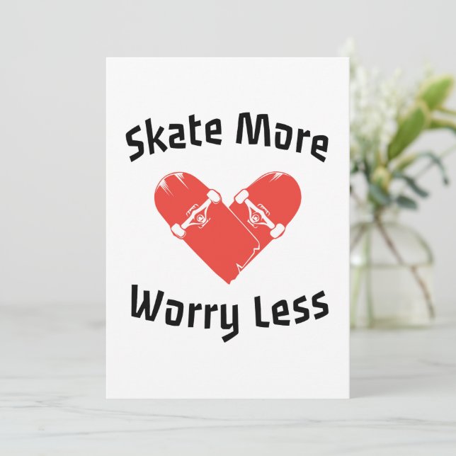 Invitación Skate Más Preocupación Menos - Patinaje Gracioso (Anverso de pie)