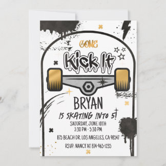 Invitación Skateboard Gold