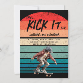 Invitación Skateboard Retro Sunset Photo Boys Fiesta de cumpl