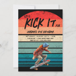 Invitación Skateboard Retro Sunset Photo Boys Fiesta de cumpl