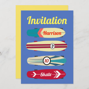 Invitación Skateboard Vintage