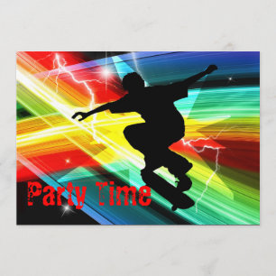 Invitación Skateboarder en el Fiesta del Rayo Cruzado