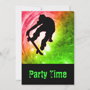 Invitación Skateboarder en un psicodélico Fiesta ciclón