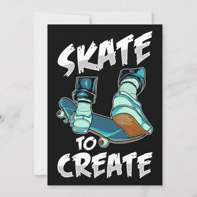 Invitación Skateboarder Skate Para Crear (Anverso)