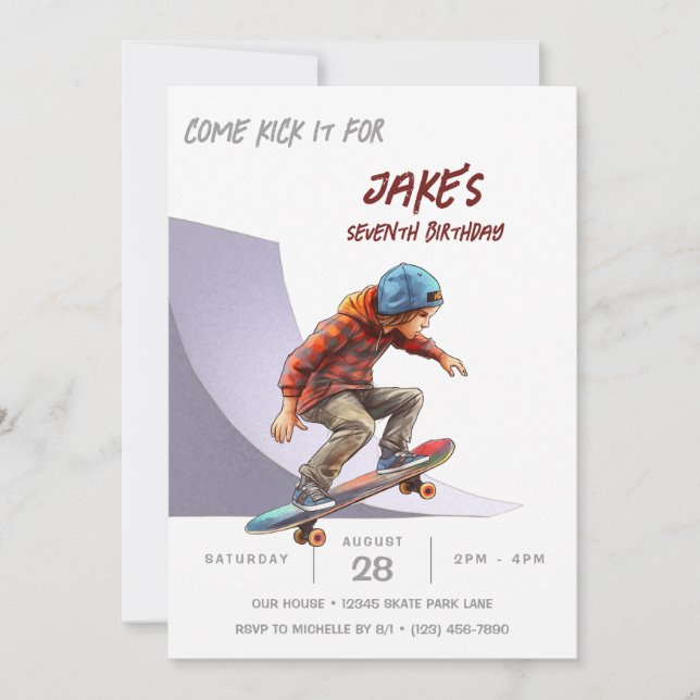 Invitación Skateboarding Foto Skate Park Boys Fiesta de cumpl (Anverso)