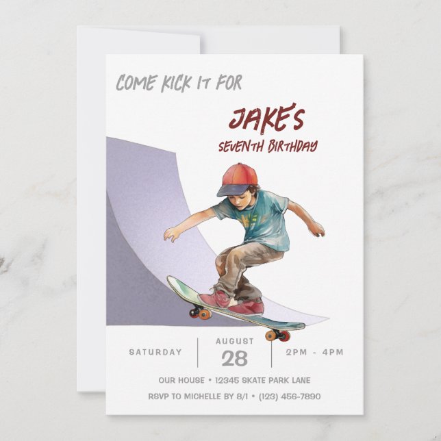Invitación Skateboarding Foto Skate Park Boys Fiesta de cumpl (Anverso)
