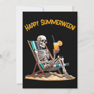 Invitación Skeleton Beach Lounging Halloween