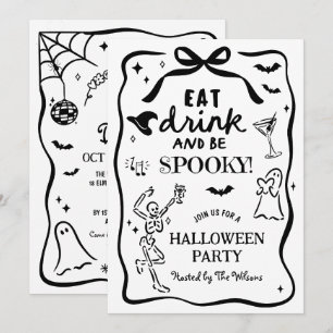 Invitación Skeleton caprichoso de mano espantó Halloween