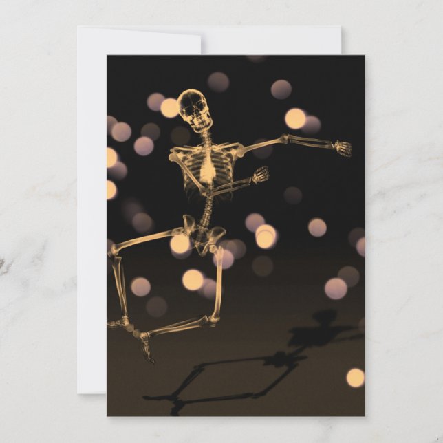 Invitación Skeleton de Rayos X bailando - Naranja (Anverso)
