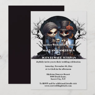 Invitación Skeleton del cadáver gótico pareja novia novio