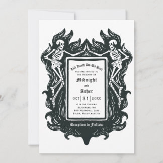 Invitación Skeleton Gótico Amor Hasta La Muerte Nos Hace Boda