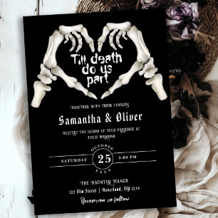 Invitación Skeleton gótico Corazón hasta la muerte Boda negro