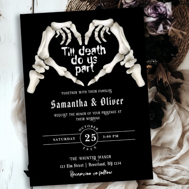 Invitación Skeleton gótico Corazón hasta la muerte Boda negro (Subido por el creador)