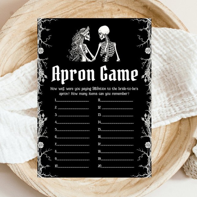 Invitación Skeleton Gótico Halloween Bridal Shower Apron Jueg (Gothic Halloween Skeleton Bridal Shower Apron Game )