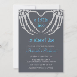 Invitación Skeleton gótico Halloween manos Boy Baby Shower