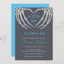 Invitación Skeleton gótico Halloween manos Boy Baby Shower