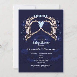 Invitación Skeleton gótico Manos Halloween Boy Baby Shower