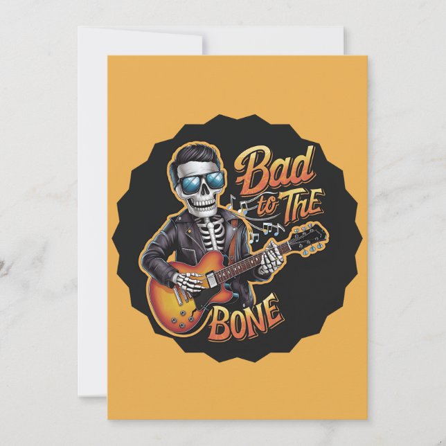 Invitación Skeleton Guay malo para el hueso con guitarra (Anverso)