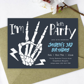 Invitación Skeleton Halloween Rad Birthday Boys Third Party