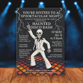 Invitación Skeleton Haunted Disco Bash Halloween Party