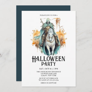 Invitación Skeleton Horseman Costume Mint Halloween Party