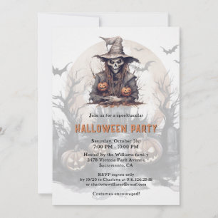 Invitación Skeleton Jack-O-Lanterns fiesta de la luna en Hall