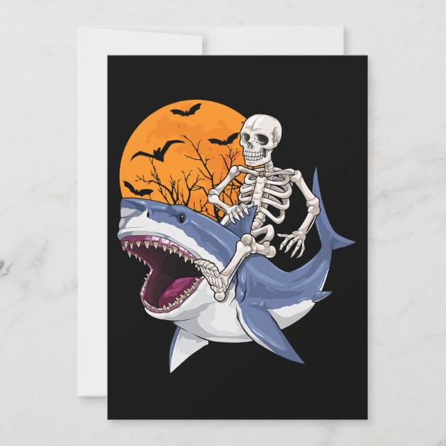 Invitación Skeleton montando tiburones Graciosos disfraces de (Anverso)