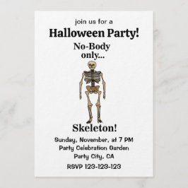 Invitación Skeleton No-Body Funny Halloween Party