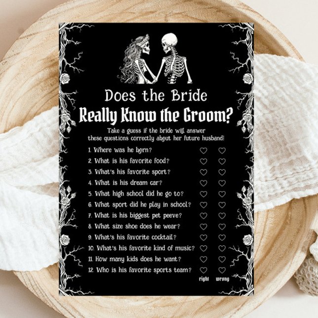 Invitación Skeleton ¿Realmente Conoce La Novia El Juego De Gr (Skeleton Does The Bride Really Know The Groom Game)