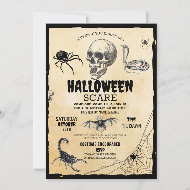 Invitación Skeleton Skeleton de la fiesta de Halloween (Anverso)