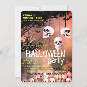 Invitación Skeleton Skeleton Halloween Party Freaky Red Night