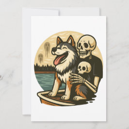 Invitación Skeleton with Dog on Haunted Lake Horror Art