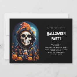 Invitación Skeleton y calabazas otoñales Halloween