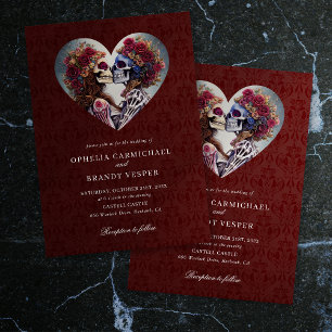 Invitación Skeletons góticos Boda Floral